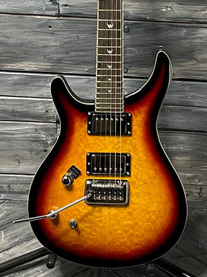 Dillion Electric Guitar Dillion Left Handed DR-1500 TQ Double Cutaway Electric Guitar- Quilted Sunburst