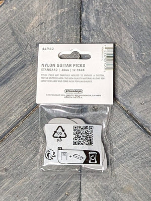 Dunlop Nylon Standard .60mm 44P.60 Pick Pack back of the packaging