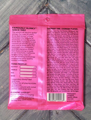 Ernie Ball Super Slinky Nickel Wound Electric Guitar Strings back of packaging