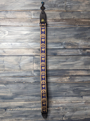 ernie ball Strap Ernie Ball P04699 Classic Jacquard Guitar Strap/Bass Strap - Navy Blue & Beige Peace Love Dove