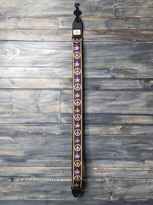 ernie ball Strap Ernie Ball P04699 Classic Jacquard Guitar Strap/Bass Strap - Navy Blue & Beige Peace Love Dove