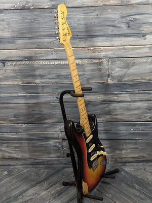 Used Fender 1979 Stratocaster full bass side view of the guitar
