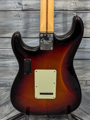 Used Fender 2016 American Professional Strat close up of the back of the body and the installed battery box