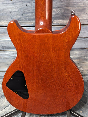 Used Gibson Double Cut Les Paul Standard close up of the back of the body