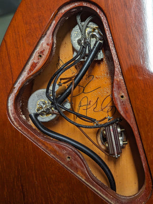 Used Gibson Double Cut Les Paul view of the control cavity