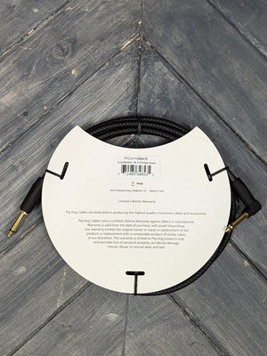Pig Hog Cable Pig Hog PCH10BKR 10ft Black Woven Straight to Right Angle Instrument Cable