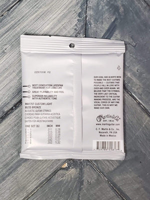 Martin MA175T Authentic Acoustic Lifespan 2.0 80/20 Bronze Acoustic Guitar Strings back of packaging