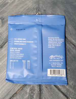 Martin V720 Vega Steel/Nickel 4-String Tenor Banjo Strings back of packaging