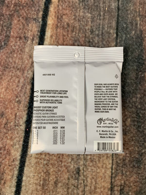 Martin MA535T Authentic Acoustic Lifespan® 2.0 Phosphor Bronze Treated Acoustic Guitar Strings back of packaging
