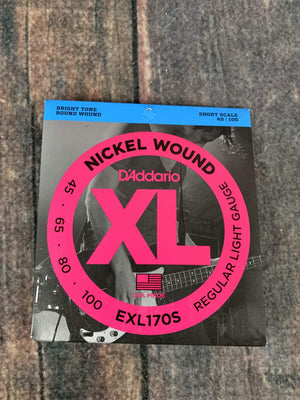 D'Addario Bass Strings D'Addario EXL170S Light 45-100 Nickel Wound 4 String Short Scale Bass Guitar Strings