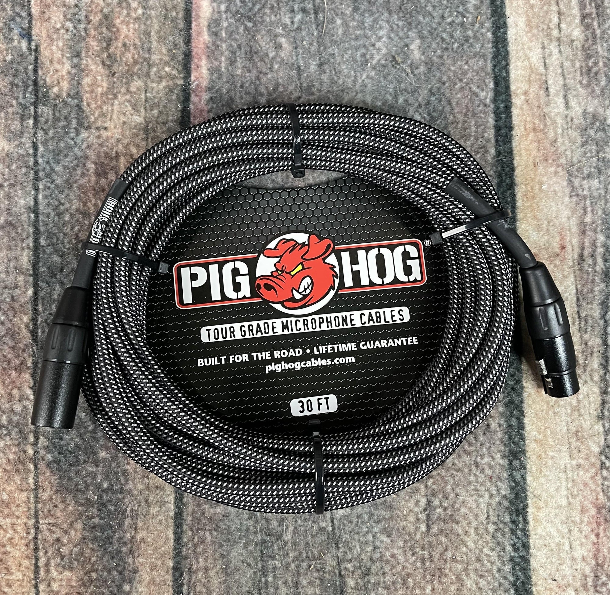 Pig Hog Microphone Cable Pig Hog PHM30BKW  Black & White Woven Mic Cable, 30ft XLR