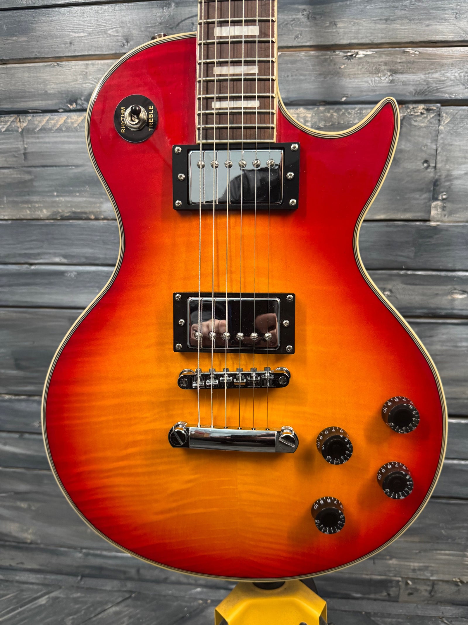 it's a photo of the front of the guitar.