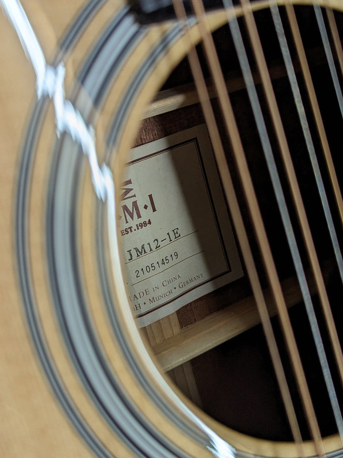 AMI-Guitars JM12-1E label inside the guitar