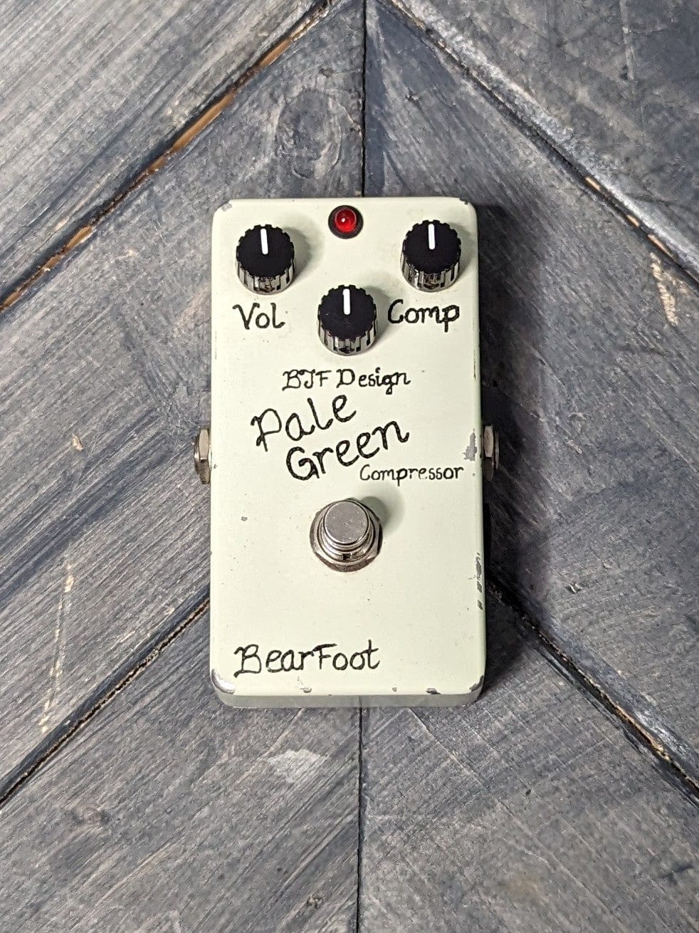 Used Bearfoot FX Pale Green Compressor top of pedal