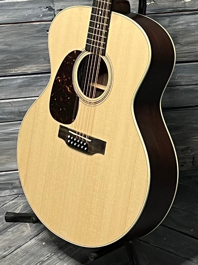 Martin Left Handed Grand J-16E 12-String body view of bass side