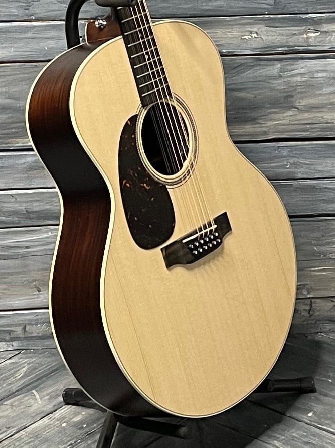 Martin Left Handed Grand J-16E 12-String body view of treble side