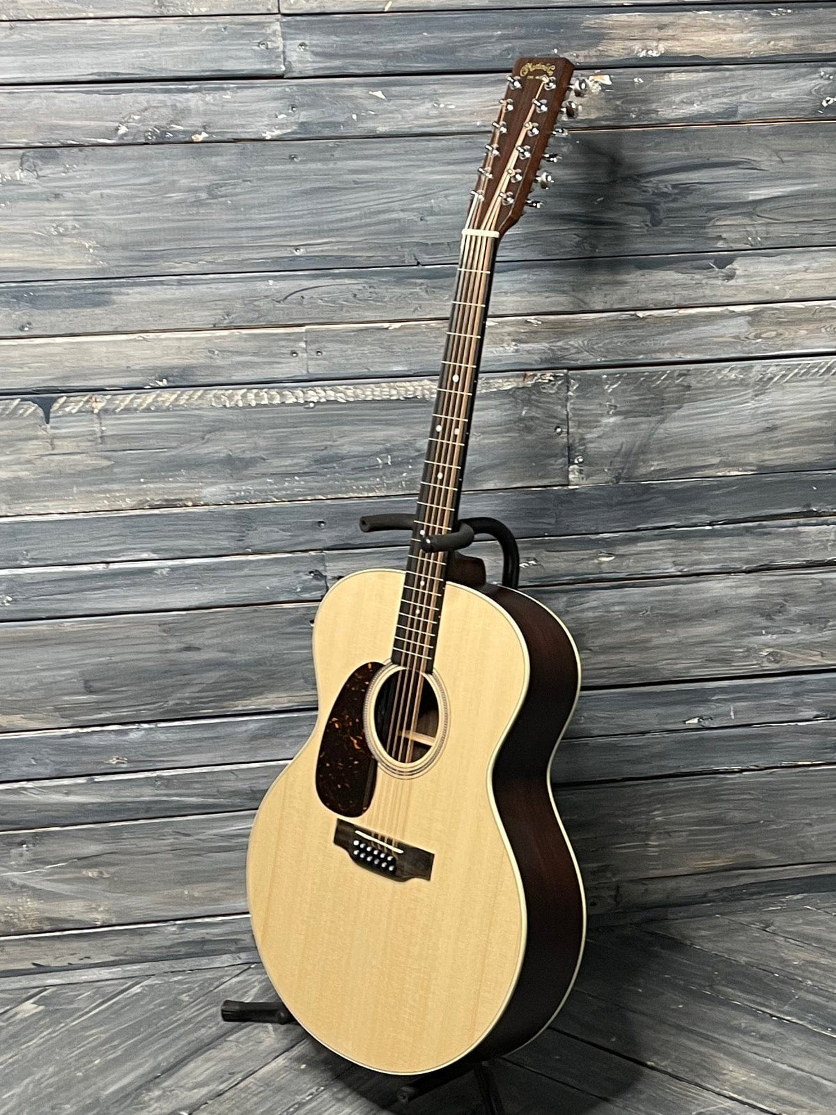 Martin Left Handed Grand J-16E 12-String full view of bass side