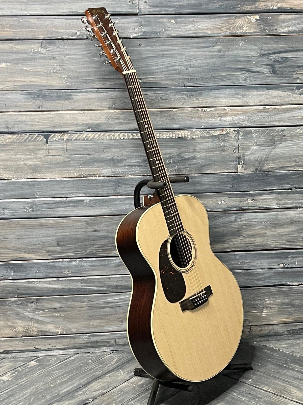 Martin Left Handed Grand J-16E 12-String full view of treble side