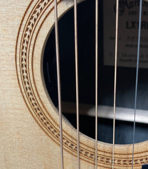 Martin LX1RE Little Martin close up of volume and tone controls in sound hole of guitar