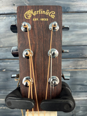 Guitar headstock with 'Martin & Co' branding against a wooden background