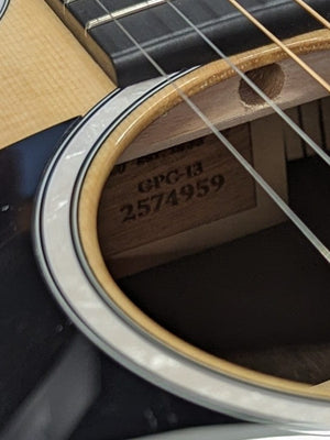 Used Martin Left-Handed GPC-13E close up of the serial number - #2574959