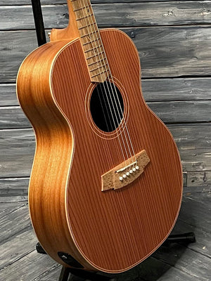 Cole Clark Left Handed Angel 2 Redwood treble side view of the body