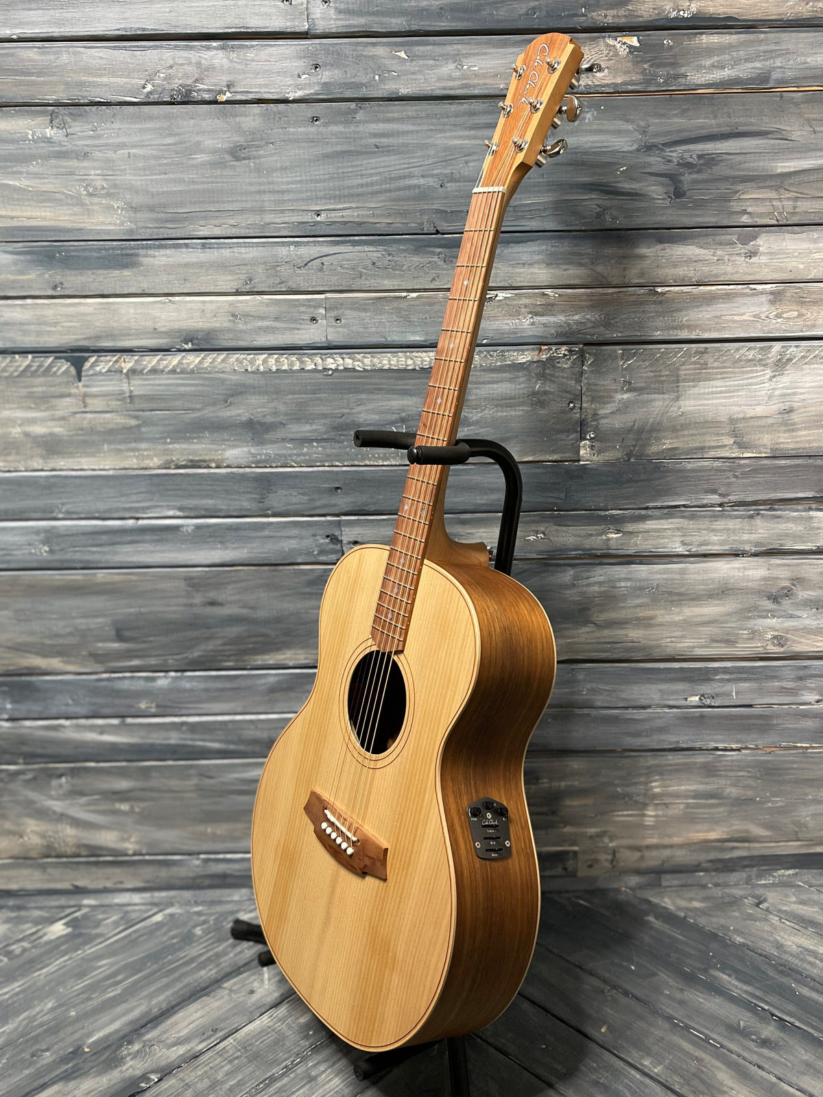 Cole Clark Left Handed ANGEL 2 full bass side view of the guitar