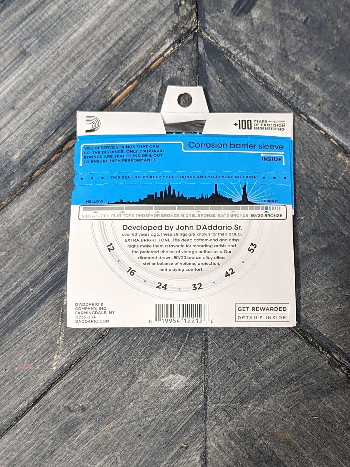 D'Addario EJ11 back of the packaging