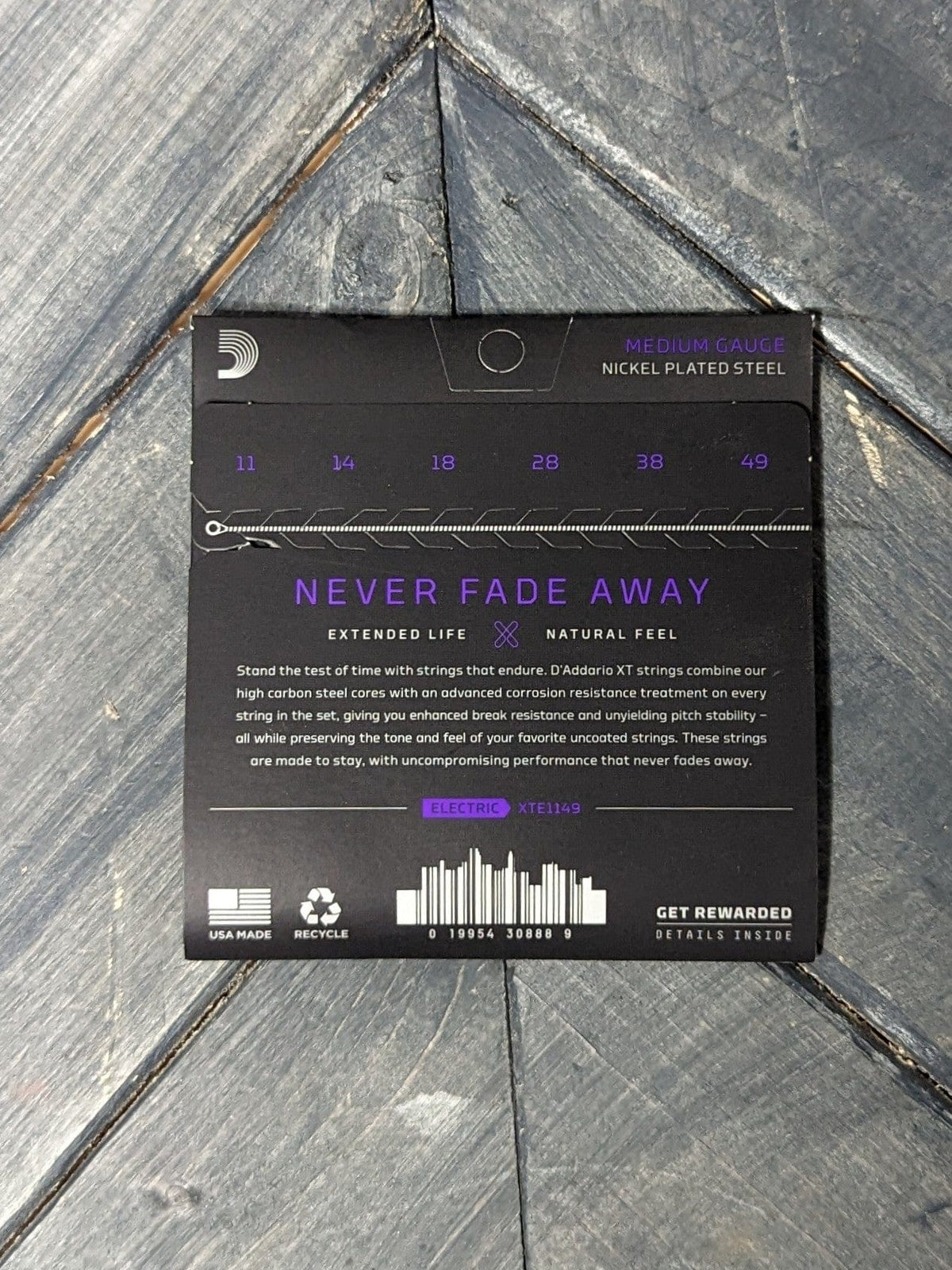 D'Addario XTE1149 back of the packaging