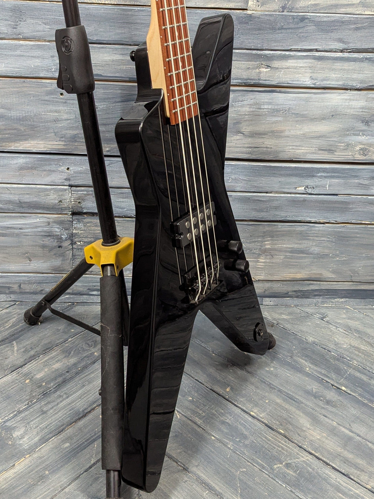 Used Dean ML Metalman bass side view of the body