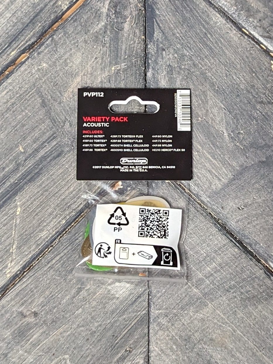 Dunlop Acoustic Pick Variety Pack PVP112 back of the packaging
