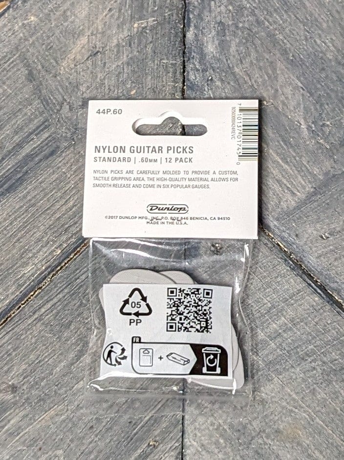Dunlop Nylon Standard .60mm 44P.60 Pick Pack back of the packaging