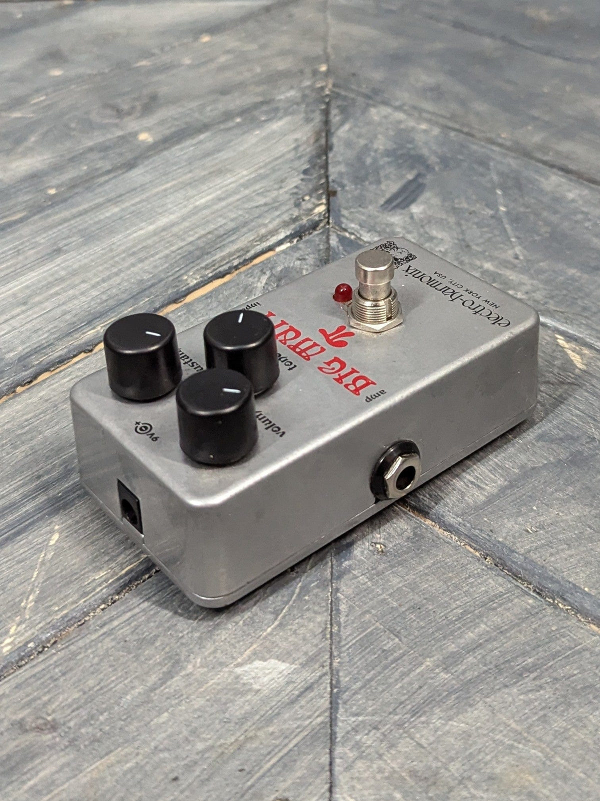 Used Electro-Harmonix Ram's Head Big Muff Pi left side of the pedal