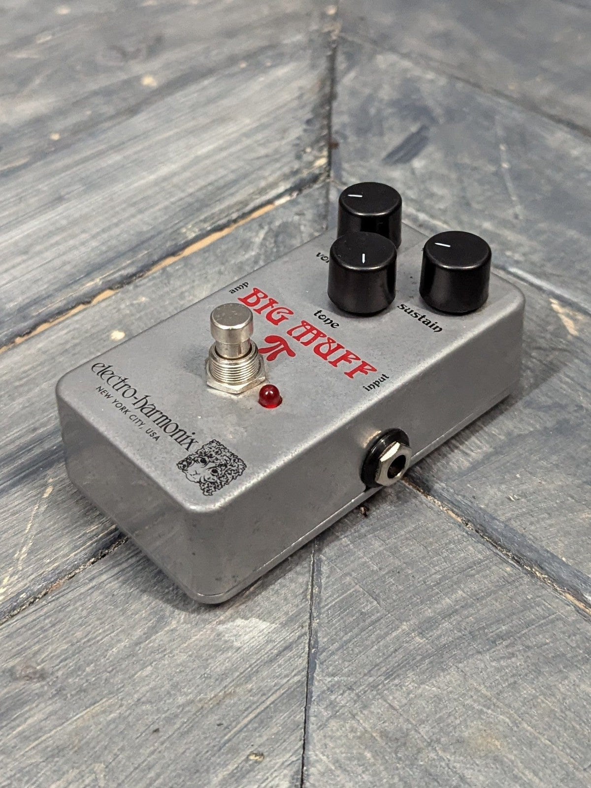 Used Electro-Harmonix Ram's Head Big Muff Pi right side of the pedal