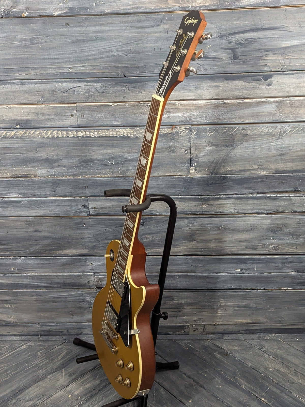 Used Epiphone Les Paul Classic full treble side view of the guitar