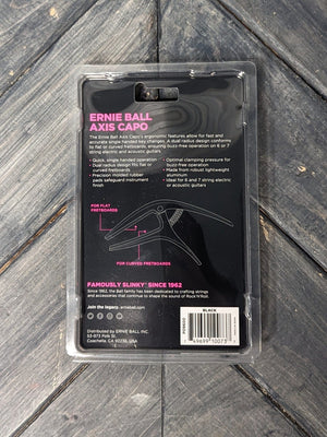 Ernie Ball Axis Dual Radius Capo back of the packaging