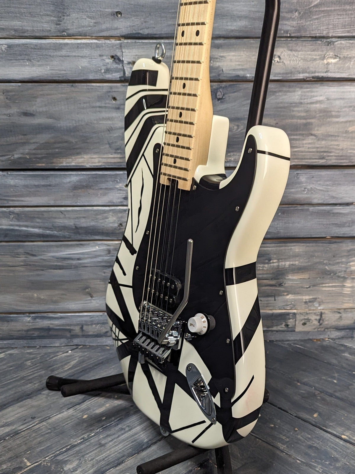 Used Fender 2021 EVH treble side view of the body