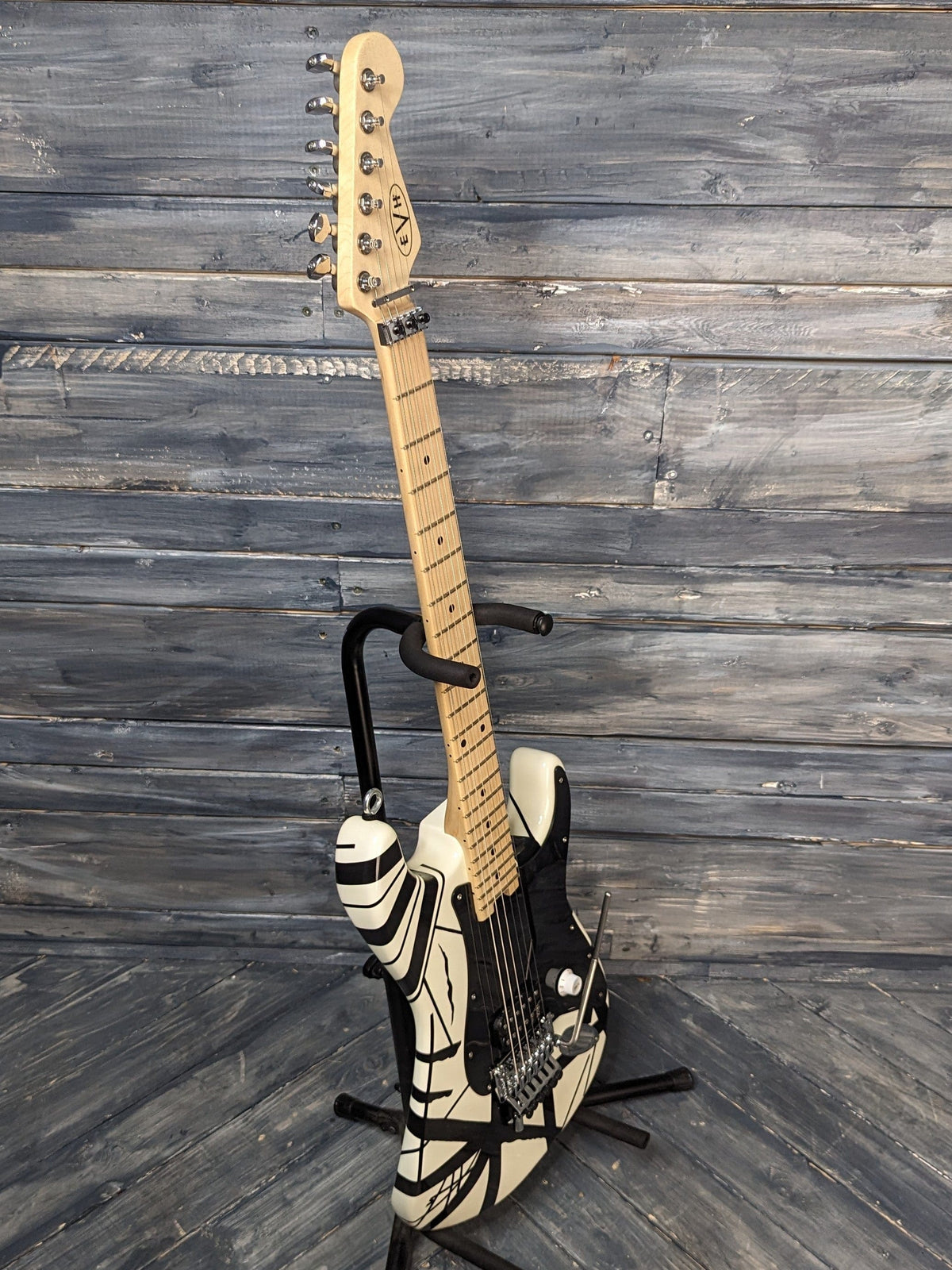 Used Fender 2021 EVH full bass side view of the guitar