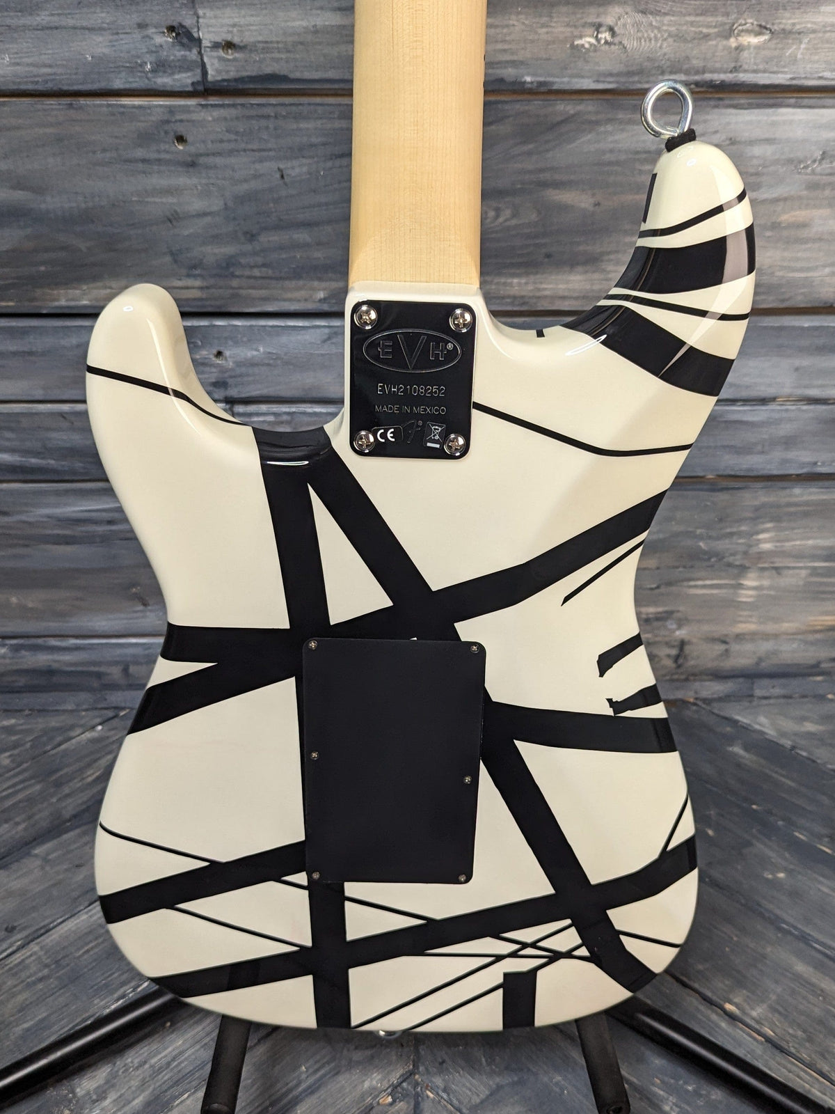 Used Fender 2021 EVH close up of the back of the body