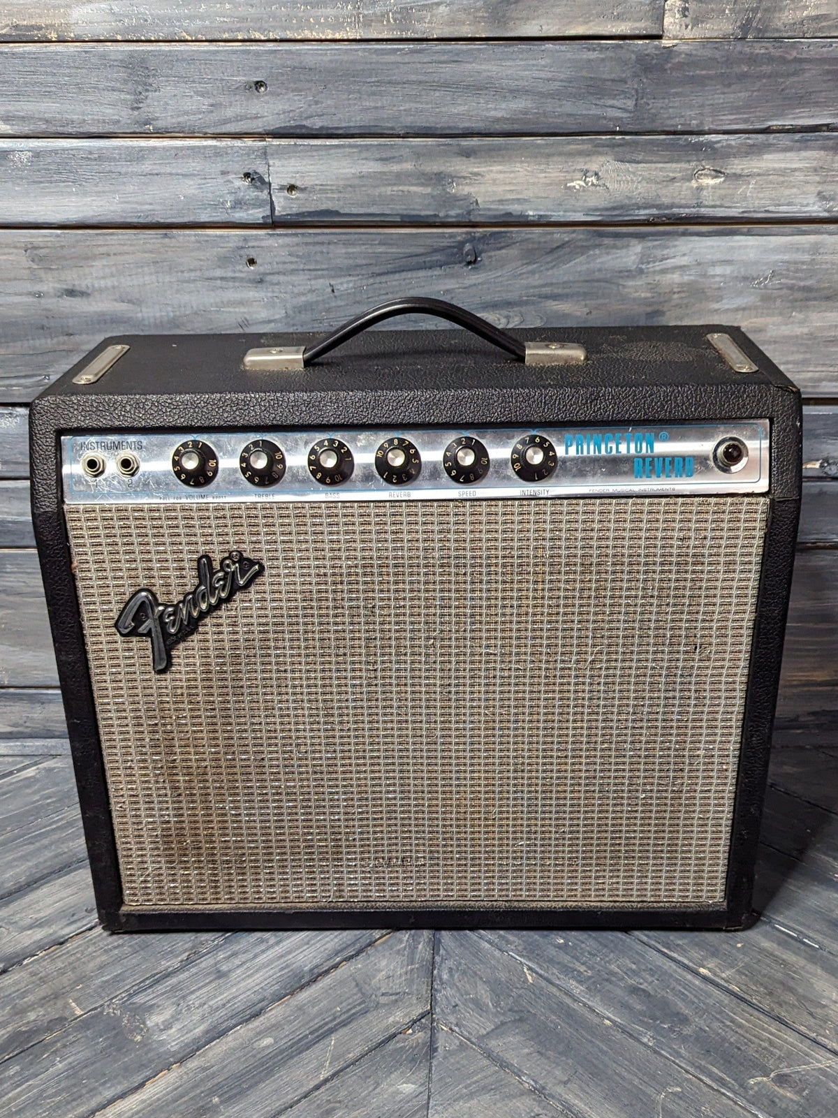 Used Fender 1978 Princeton Reverb front of the amp