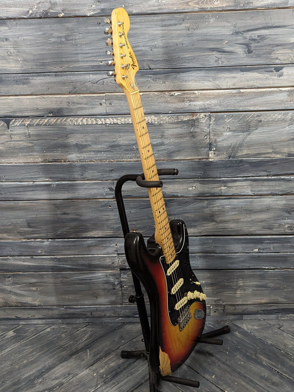 Used Fender 1979 Stratocaster full bass side view of the guitar
