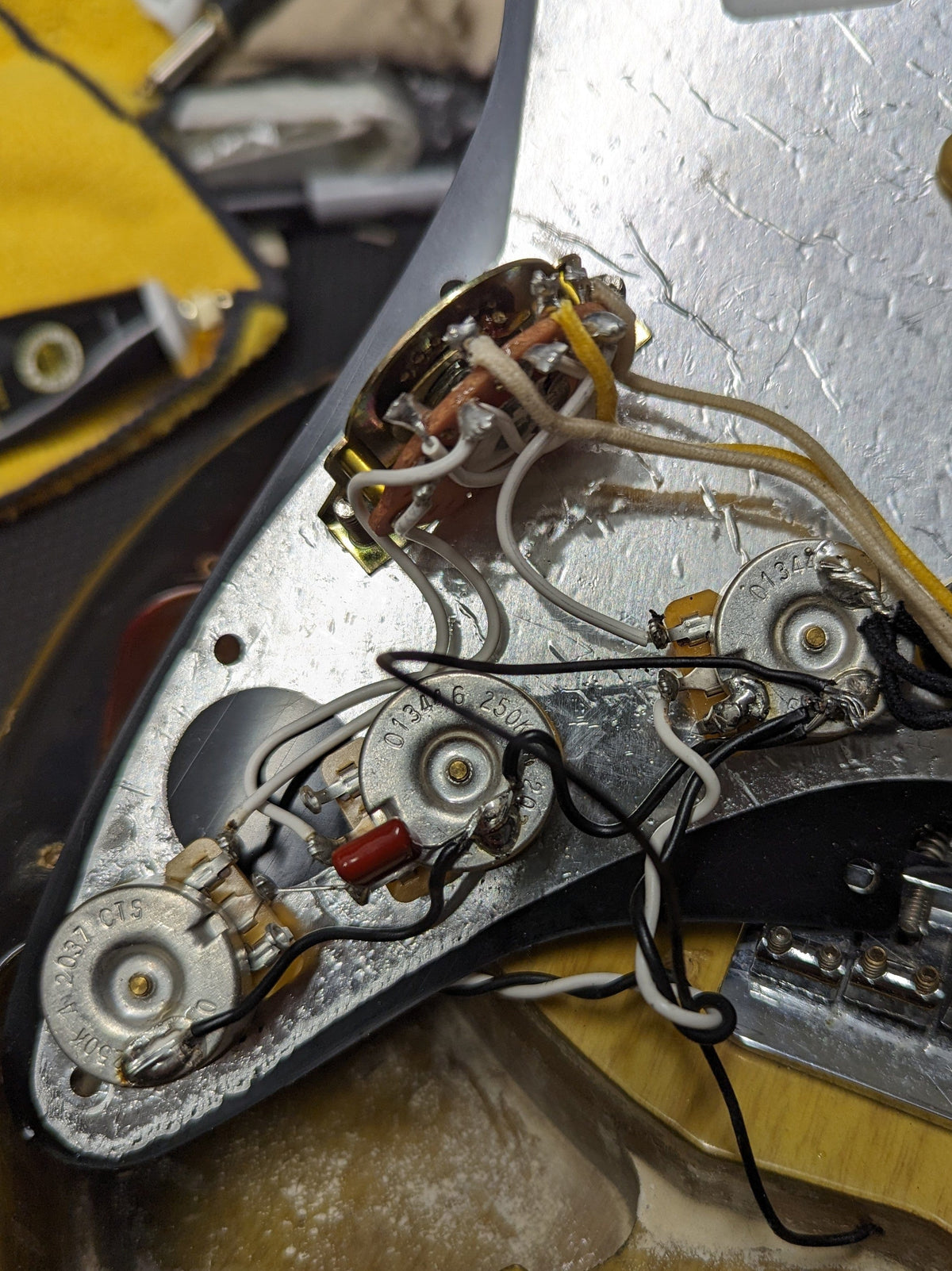 Used Fender 1979 Stratocaster close up of the switch