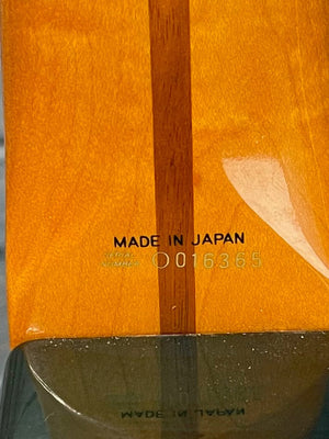 Used Fender 1993 '57 Stratocaster close up of the "Made In Japan" label