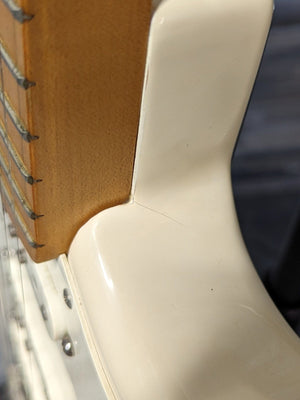 Used Fender Jimmy Vaughan close up of right side finish crack