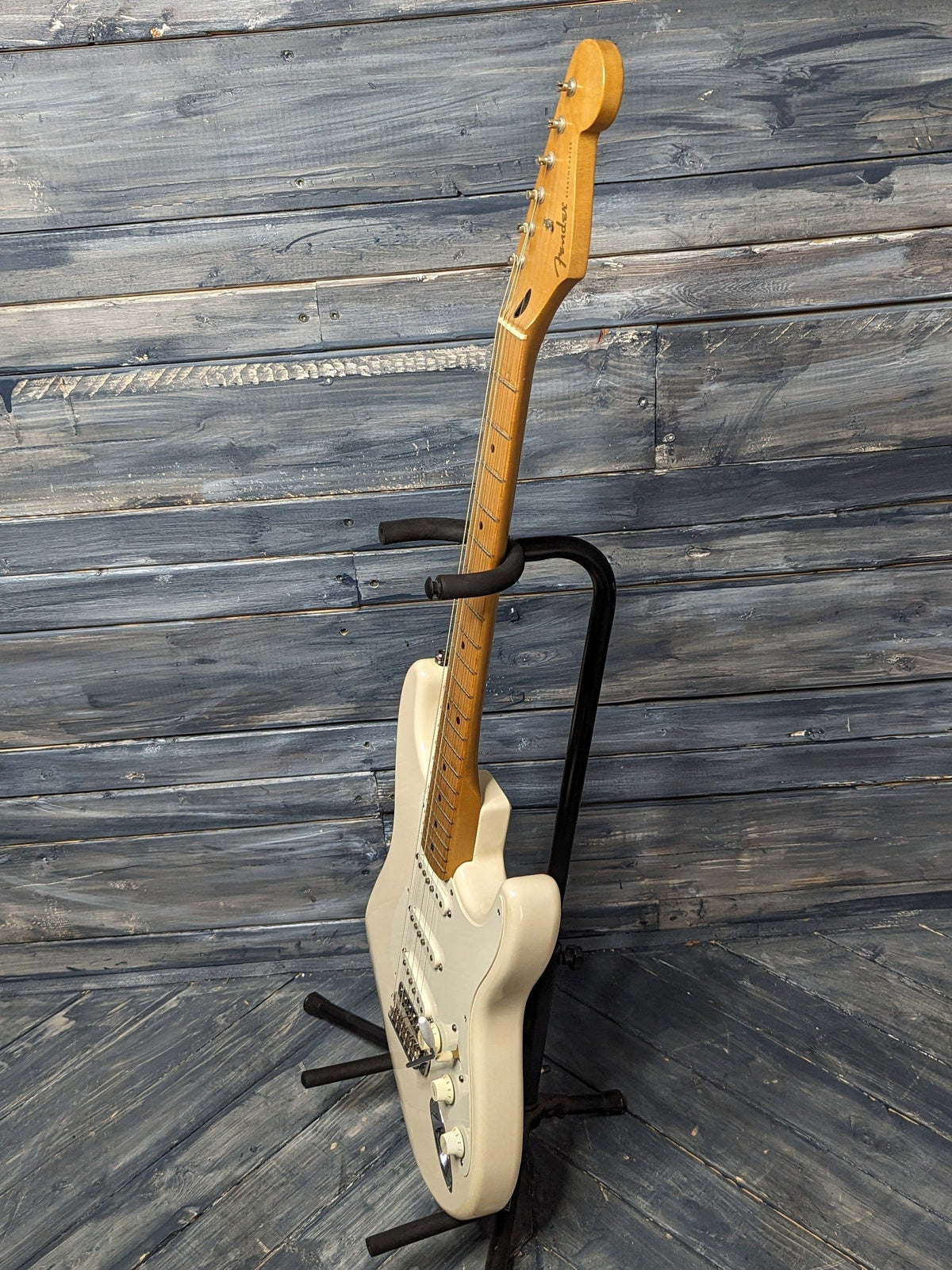 Used Fender Jimmy Vaughan full treble side view of the guitar