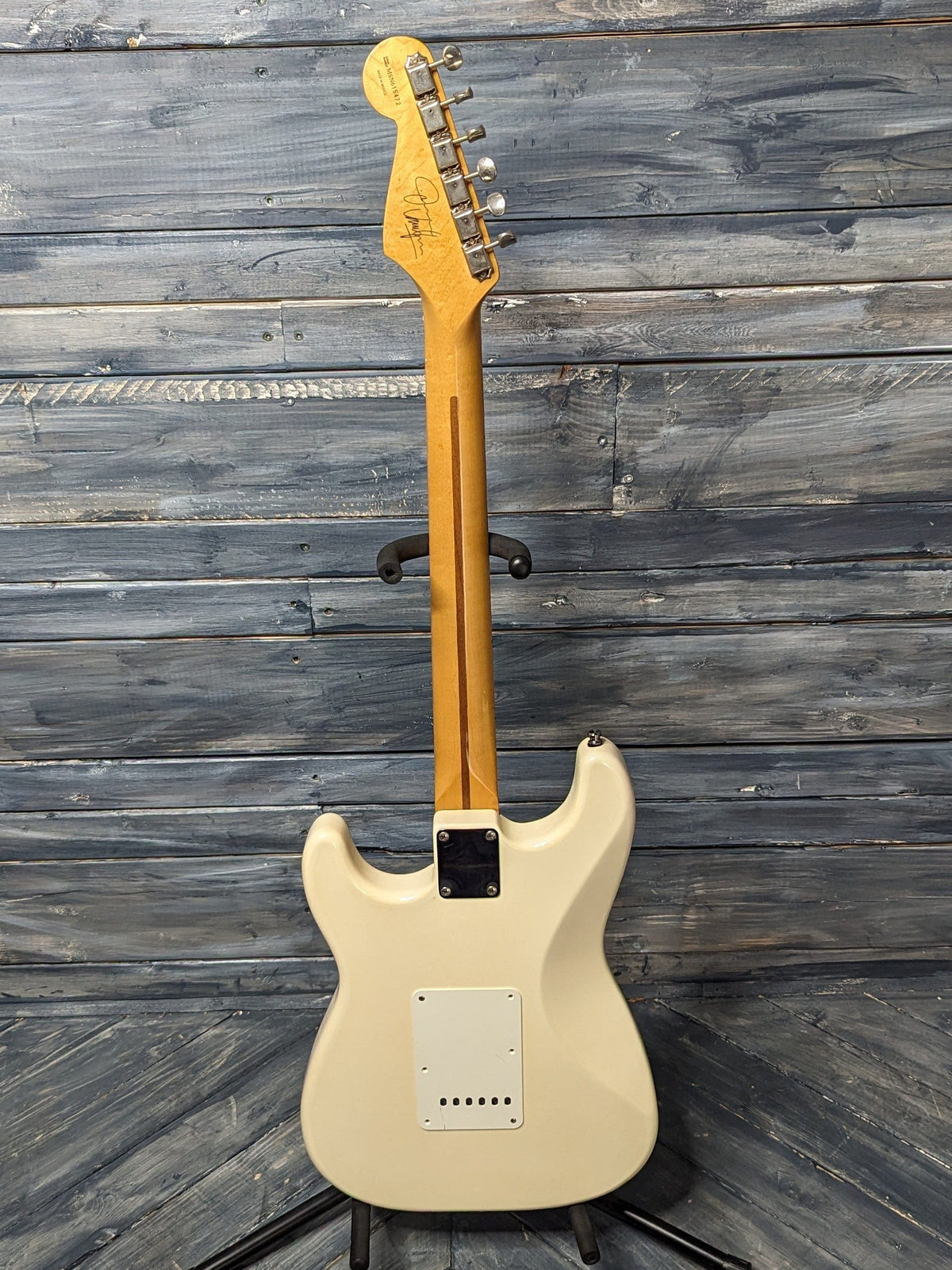 Used Fender Jimmy Vaughan full view of the back of the guitar