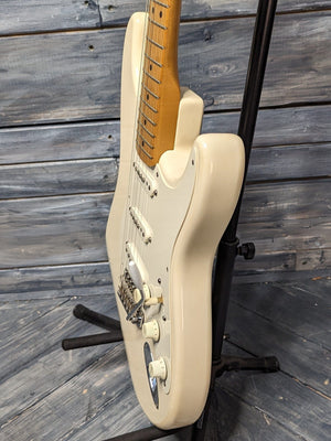 Used Fender Jimmy Vaughan treble side view of the body