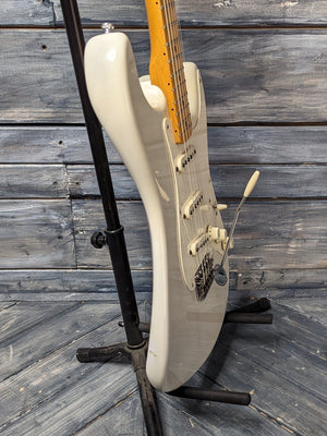 Used Fender Eric Johnson Stratocaster bass side view of the body
