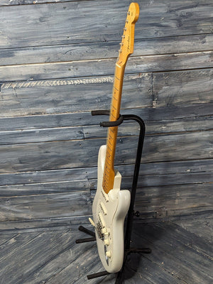Used Fender Eric Johnson Stratocaster full treble side view of the guitar
