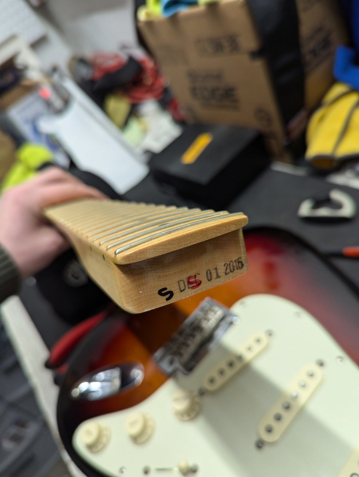 Used Fender 2016 American Professional Strat bottom of the neck